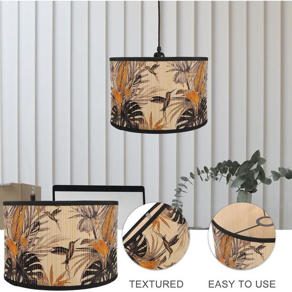 New in the Box Maximilst Tropical Bamboo Woven Drum Shade - Picture 3 of 6
